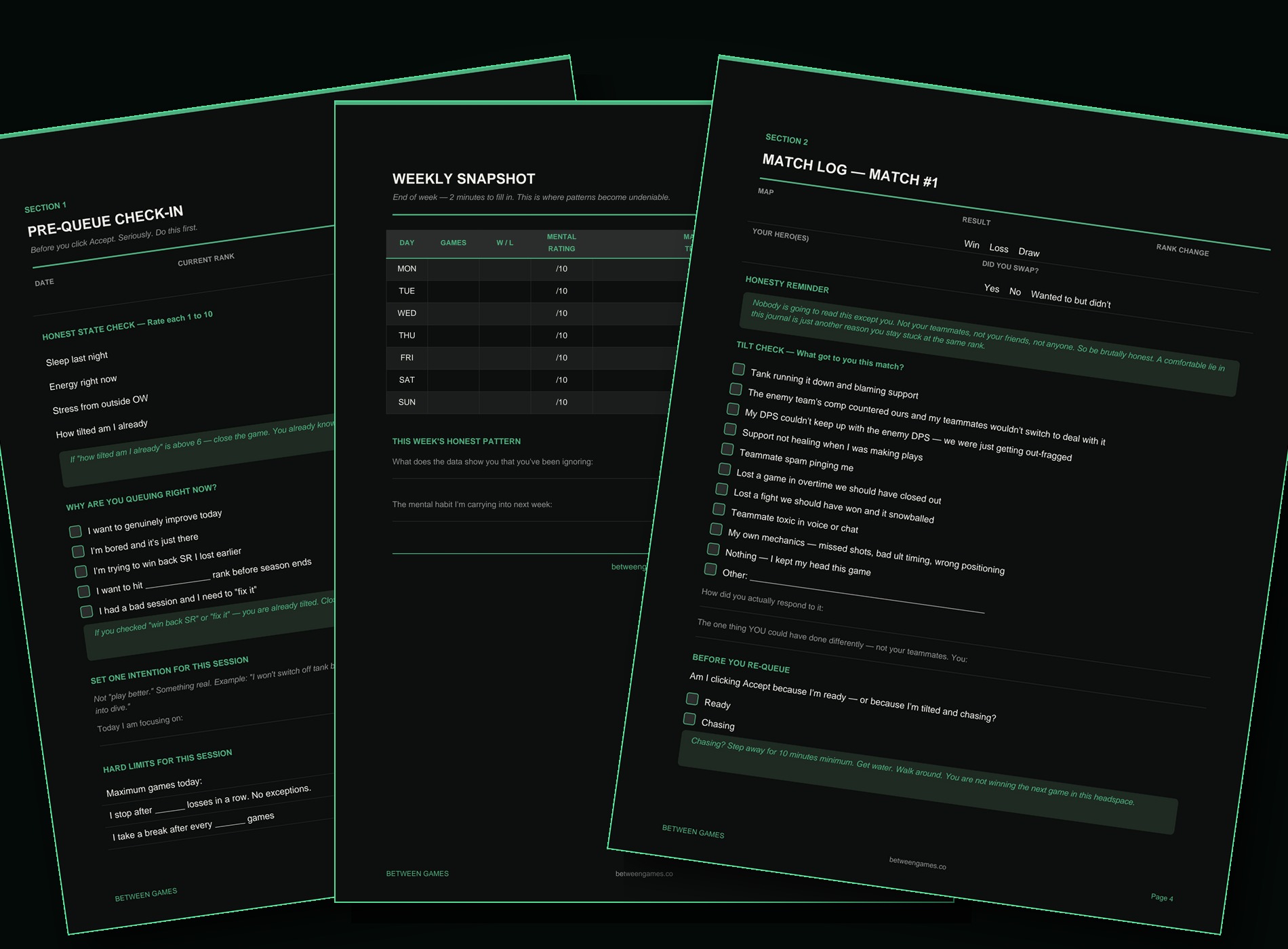Between Games digital mental performance journal